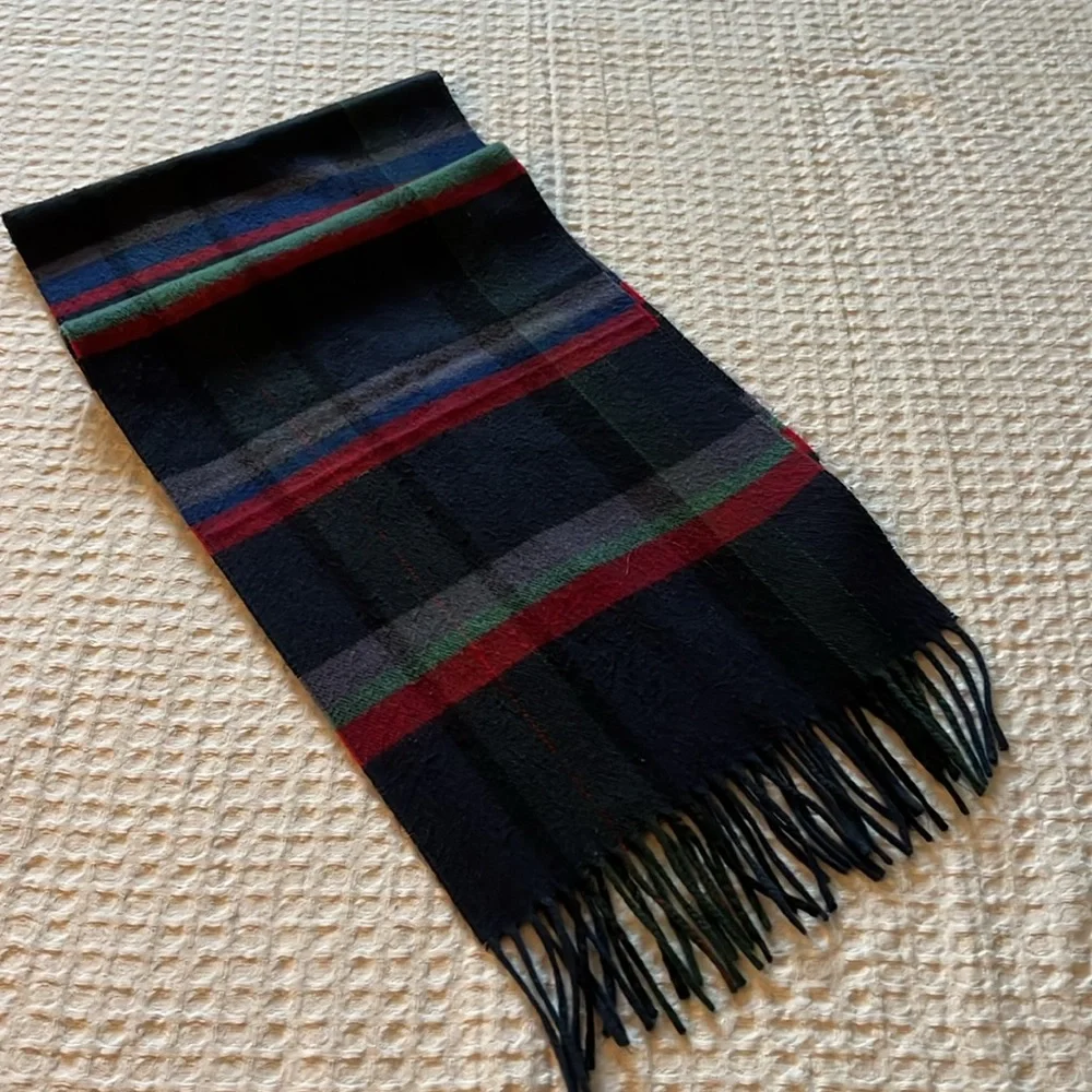 “Cashmaire” Vintage Plaid Fringe Scarf by Christian Dior Monsieur